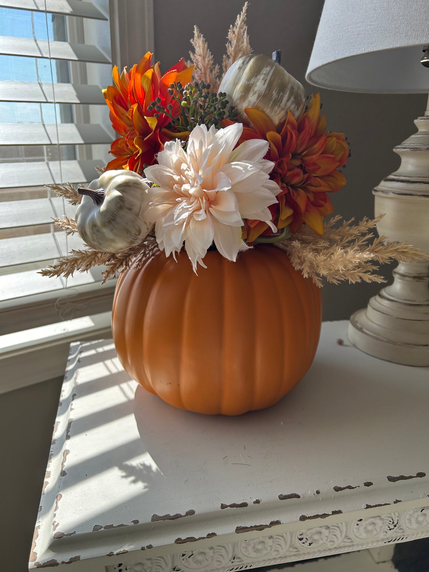 Wild Pumpkin Floral Arrangement in Ivory & Orange