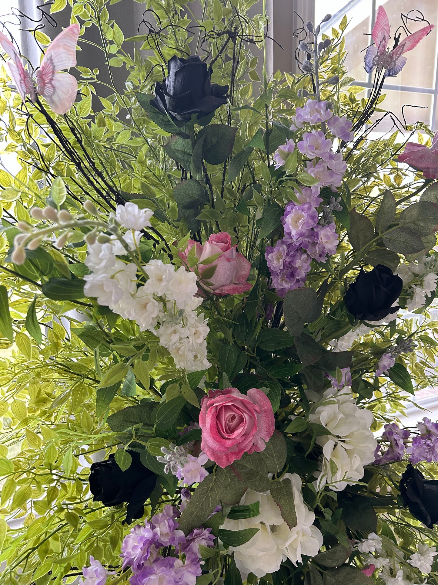 Customizable Artificial Blooming Paradise Standing Funeral Spray