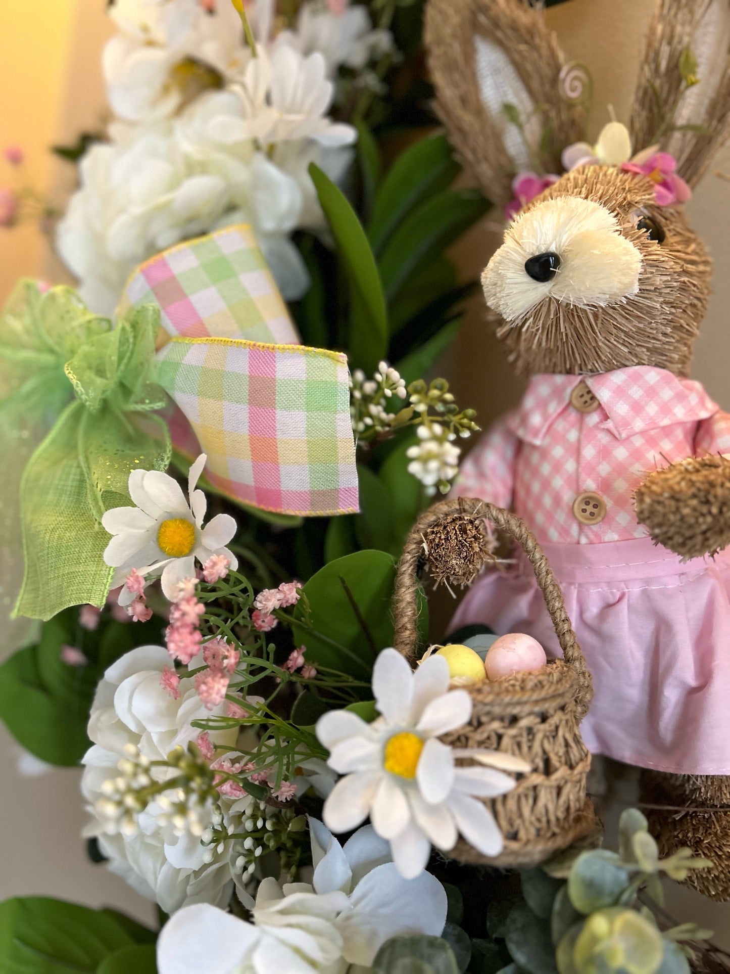 Spring Bunny & Daisies Wreath