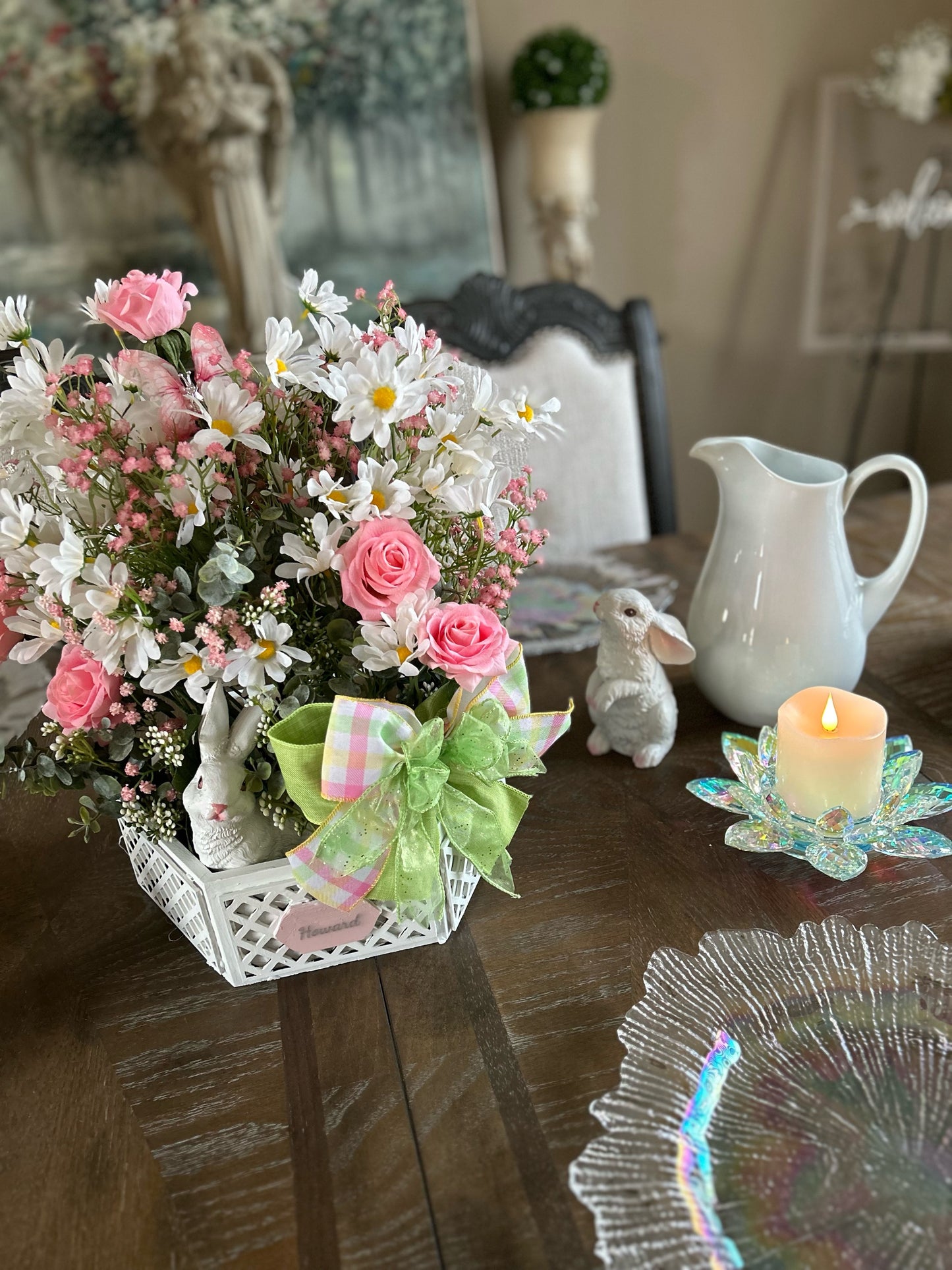 Personalized Spring Bunny Floral Arrangement