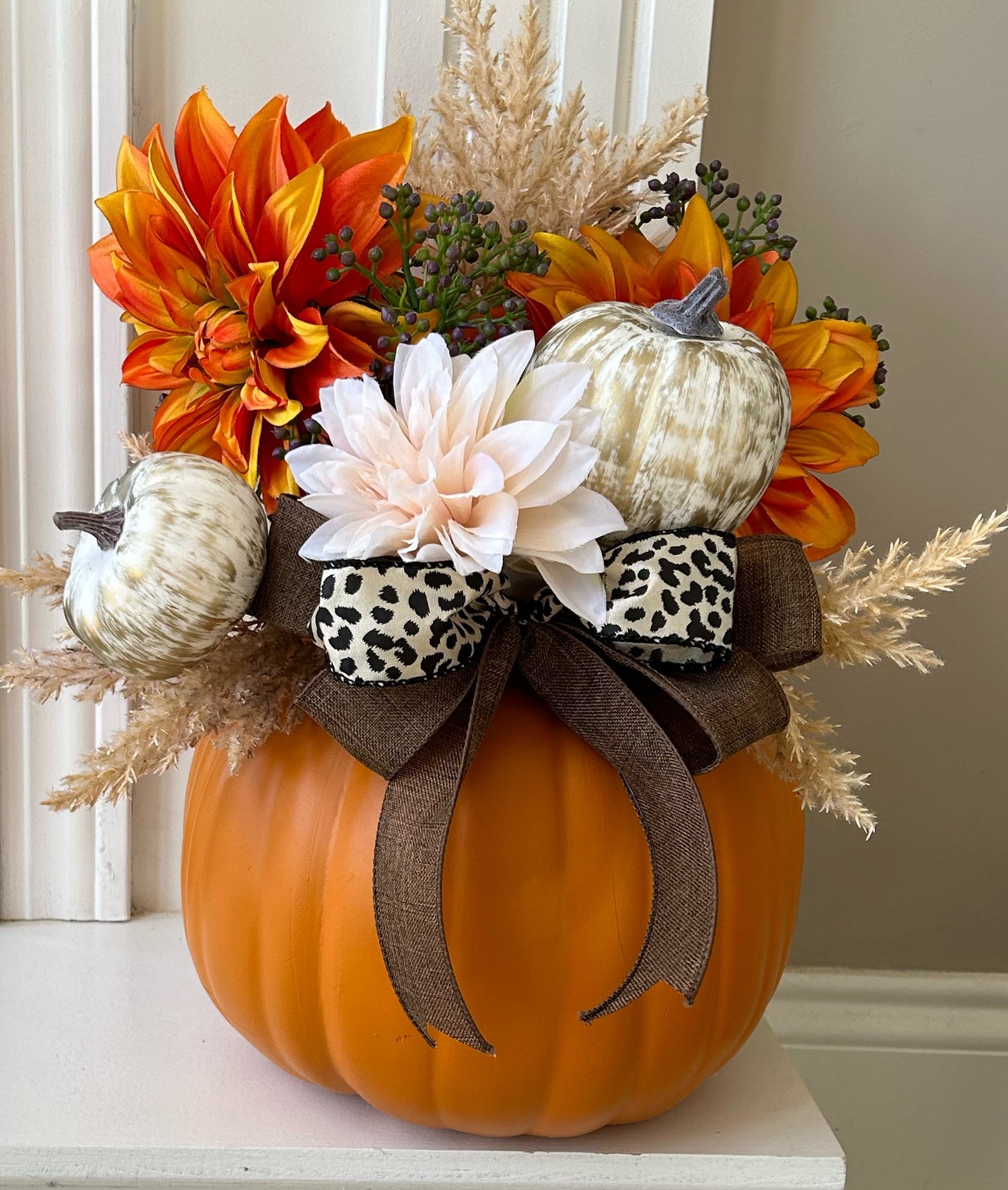 Wild Pumpkin Floral Arrangement in Ivory & Orange