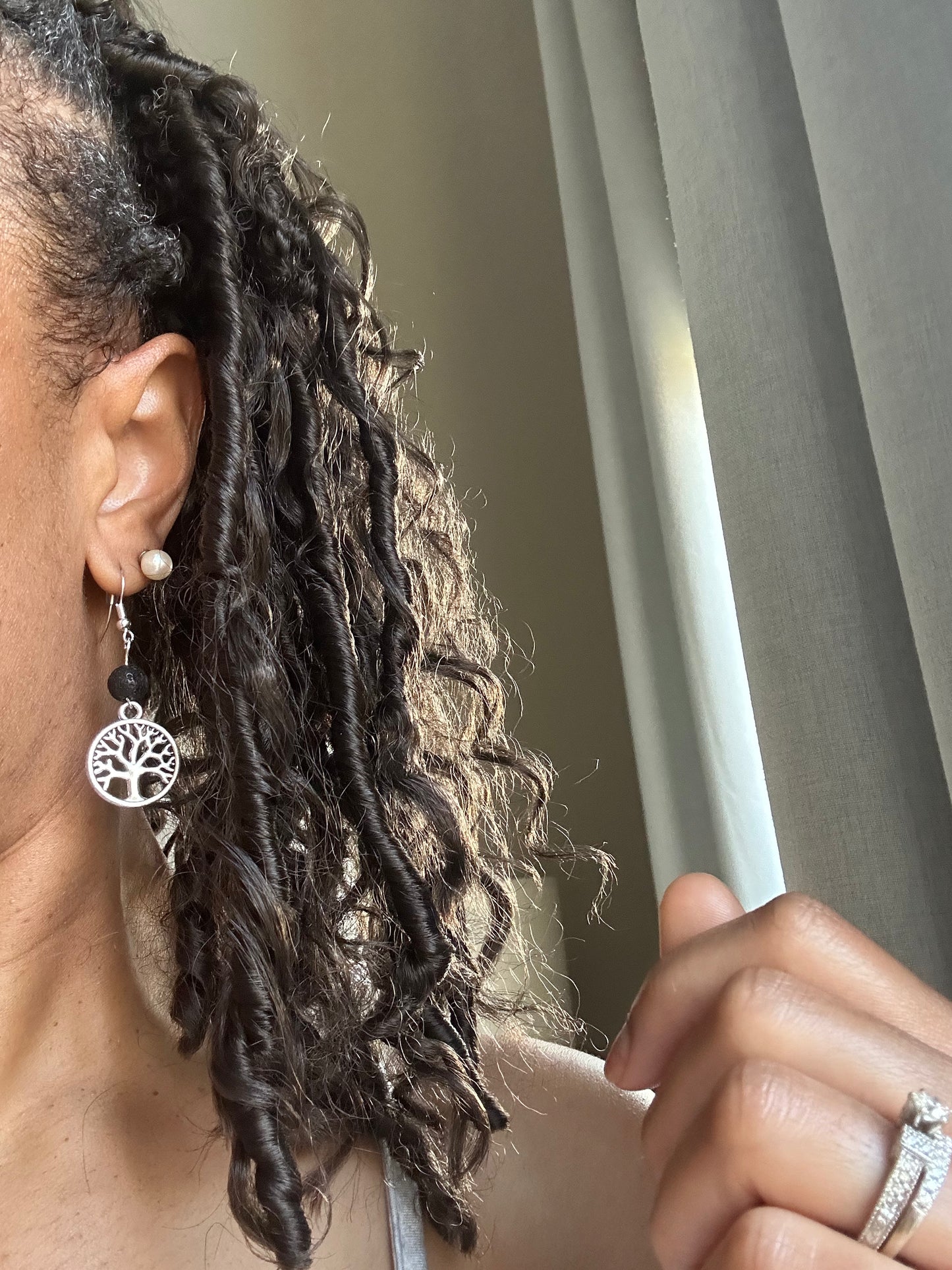 Lava Stone Tree of Life Earrings