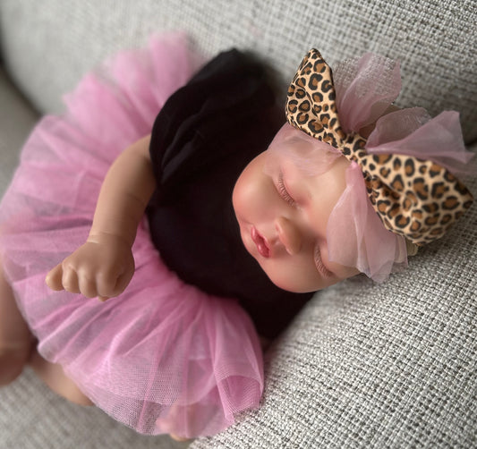 Cheetah & Pink Organza Baby Headband