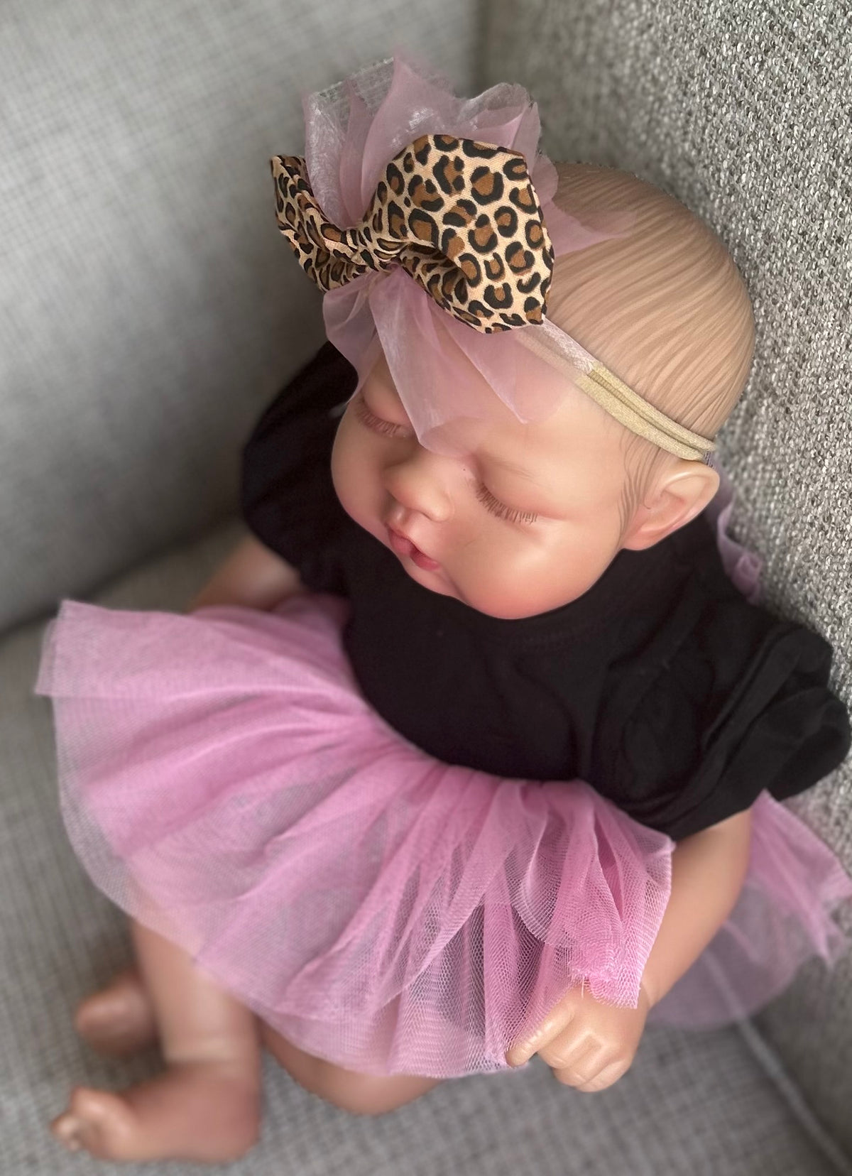 Cheetah & Pink Organza Baby Headband