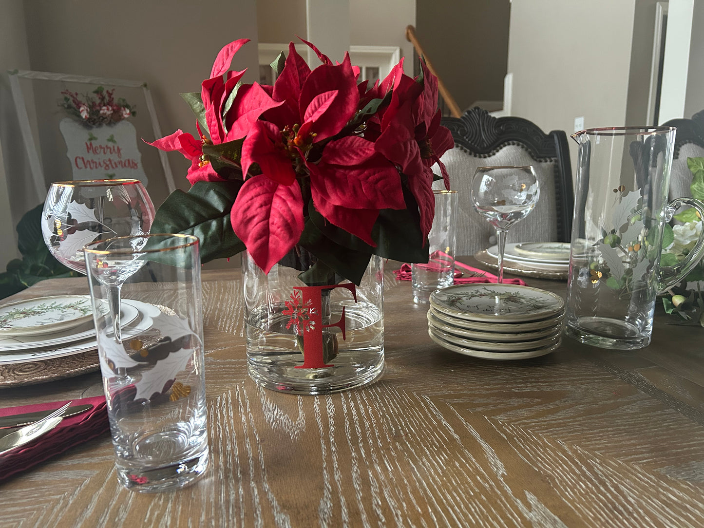 Personalized Christmas Poinsettia Arrangement