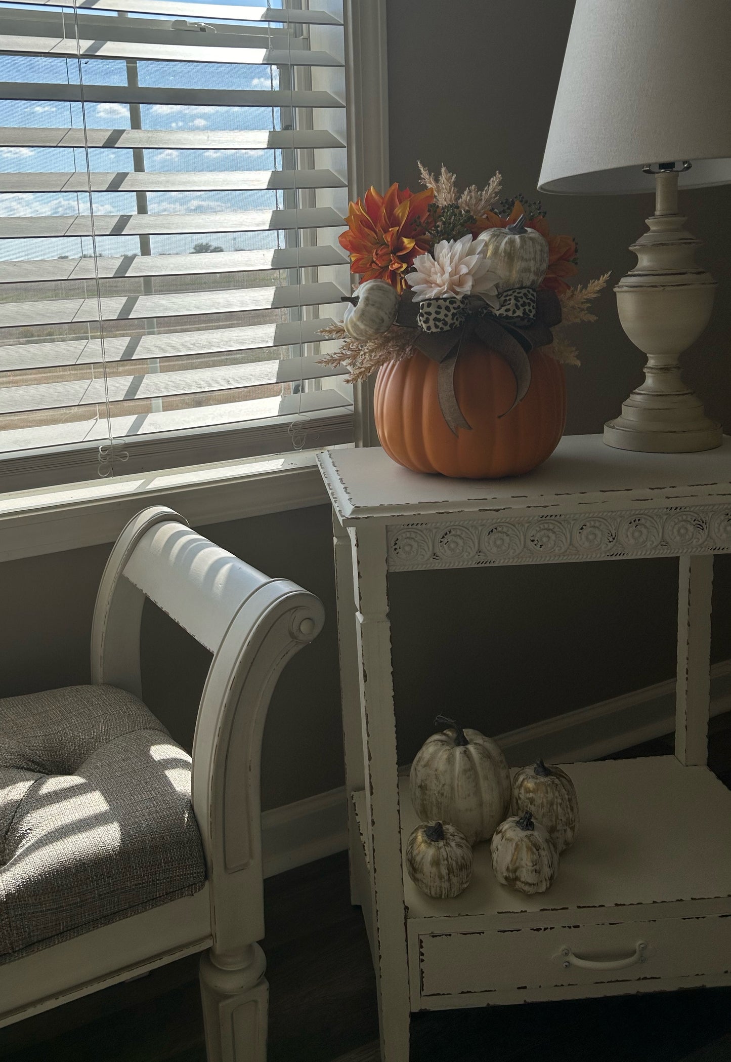 Wild Pumpkin Floral Arrangement in Ivory & Orange