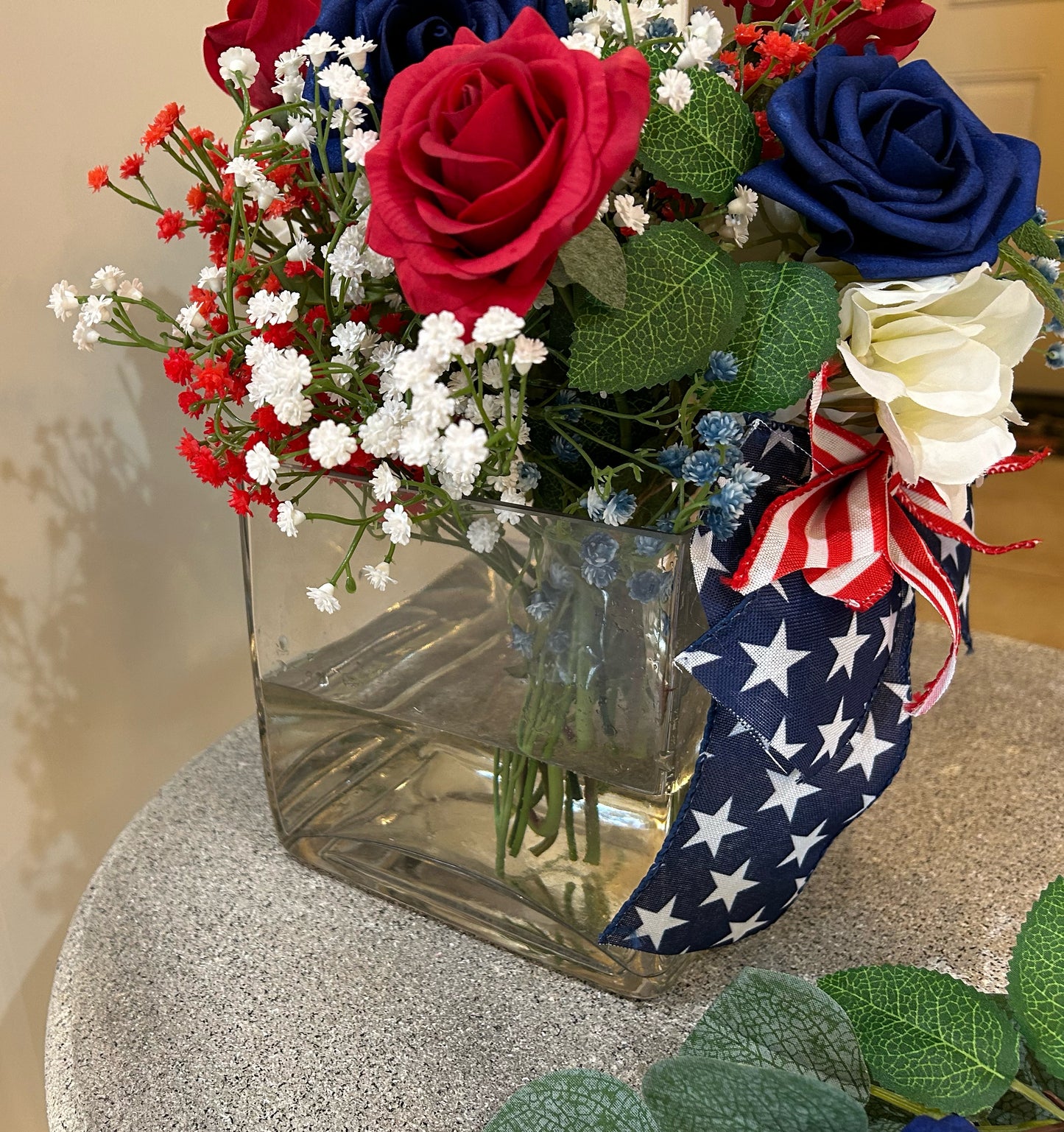 Patriotic Hydrangea & Rose Arrangement