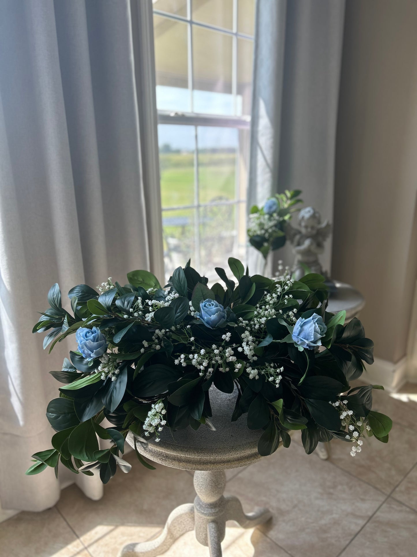 Customizable Blooming Trinity Headstone Saddle