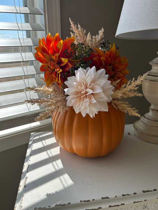 Pumpkin Floral Arrangement in Orange