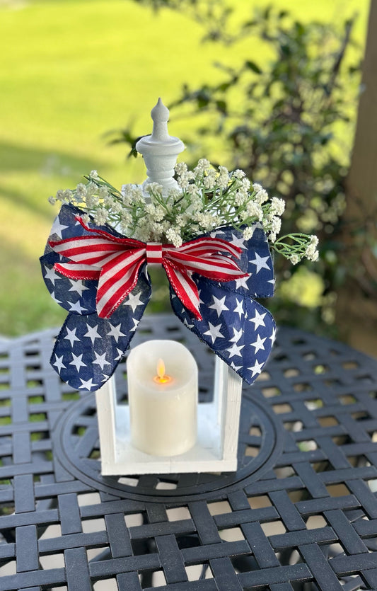 Patriotic Ribbon & Baby’s Breath Lantern
