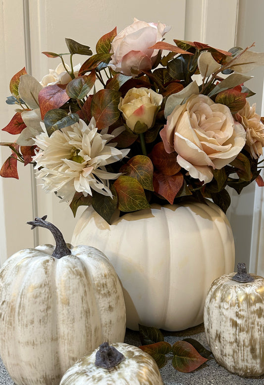 Pumpkin Dahlia & Rose Floral Arrangement