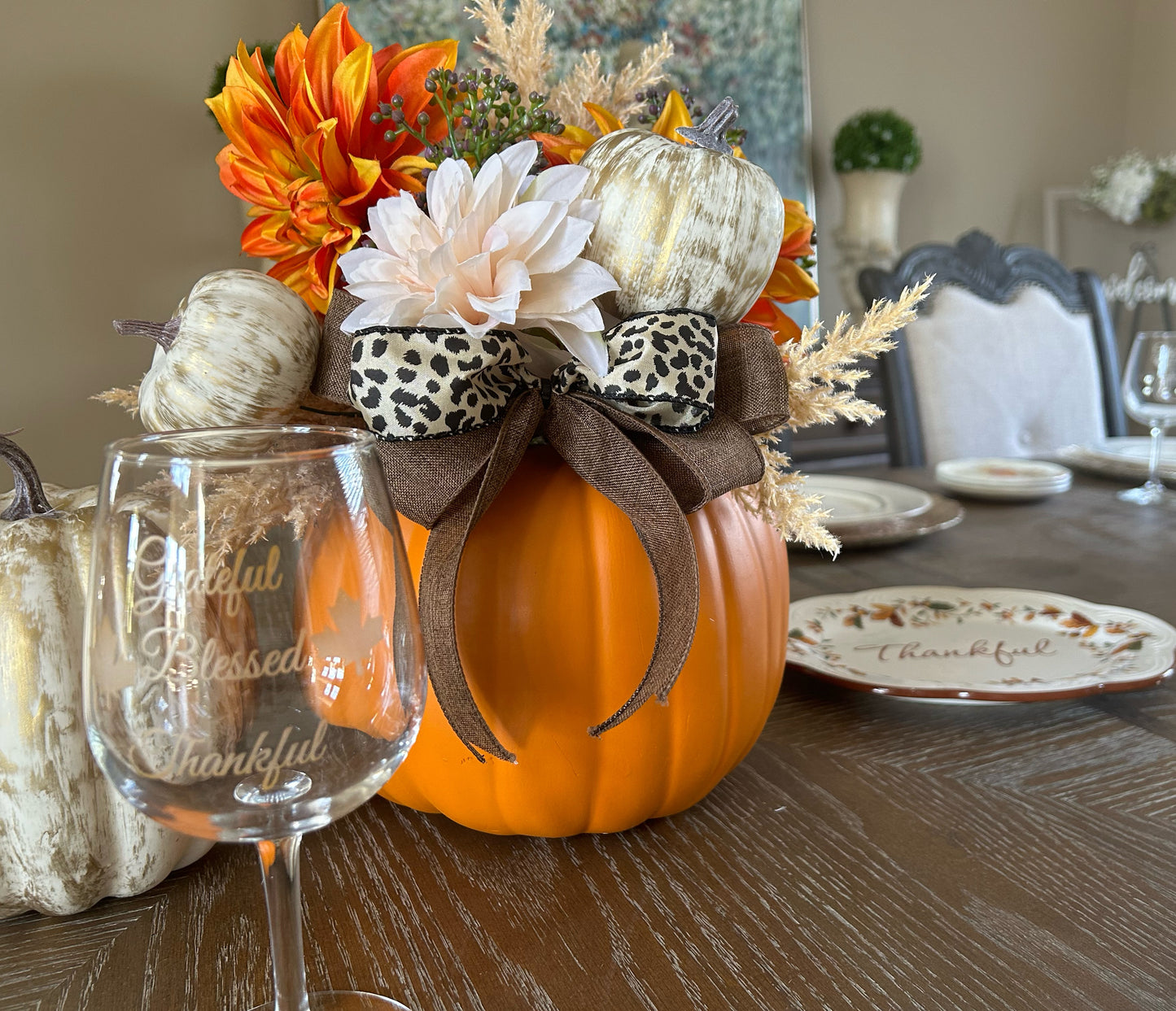 Wild Pumpkin Floral Arrangement in Ivory & Orange