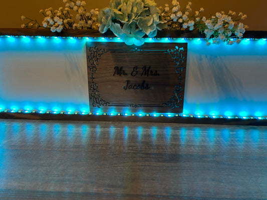 Personalized Mr. & Mrs. LED Wedding Sign in Blue