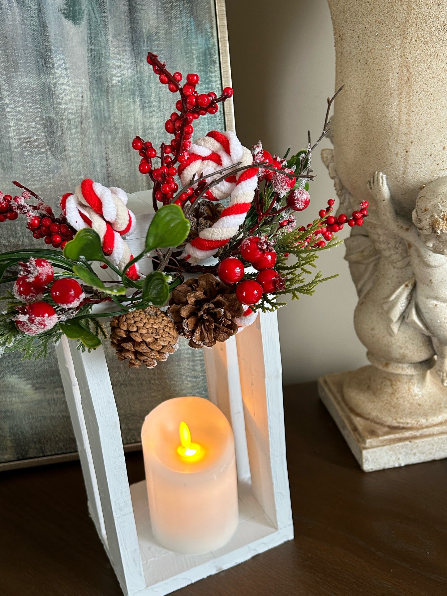 Christmas Peppermint & Holly Lantern