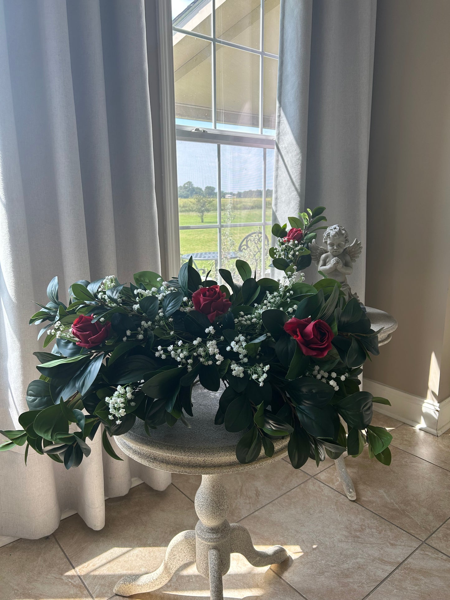 Customizable Blooming Trinity Headstone Saddle