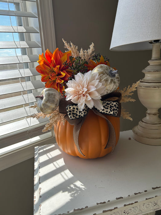 Wild Pumpkin Floral Arrangement in Ivory & Orange