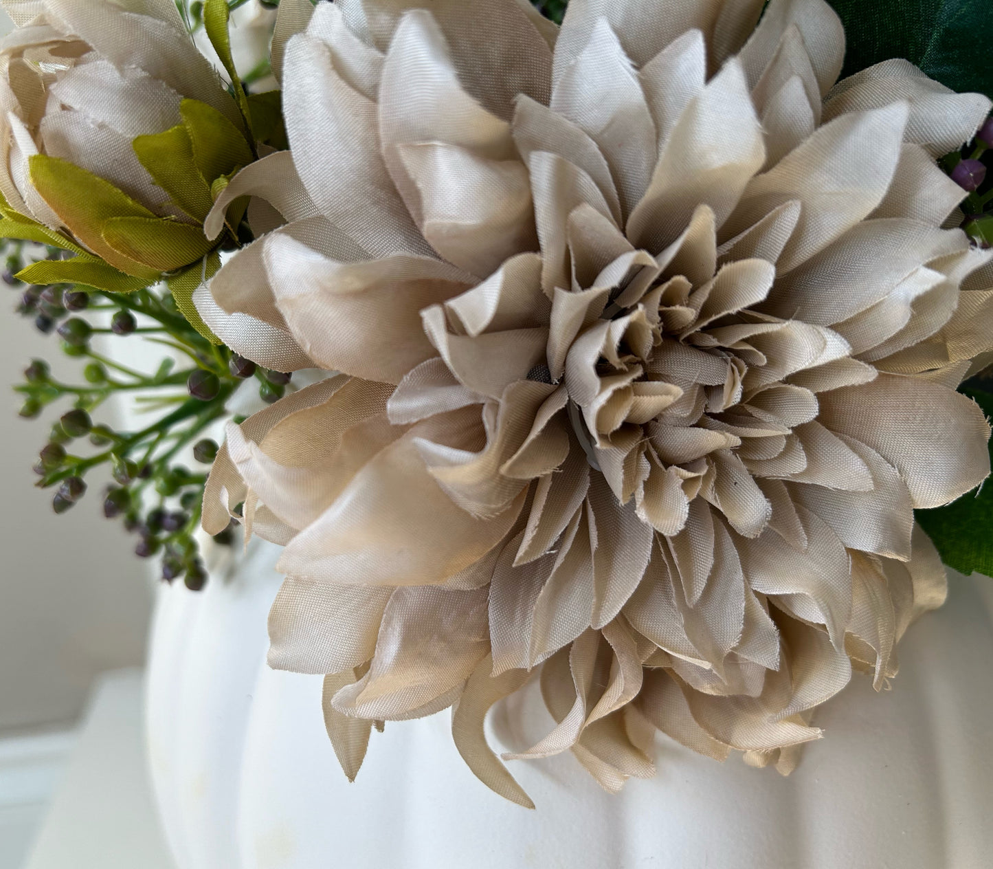 Pumpkin Floral Arrangement in White