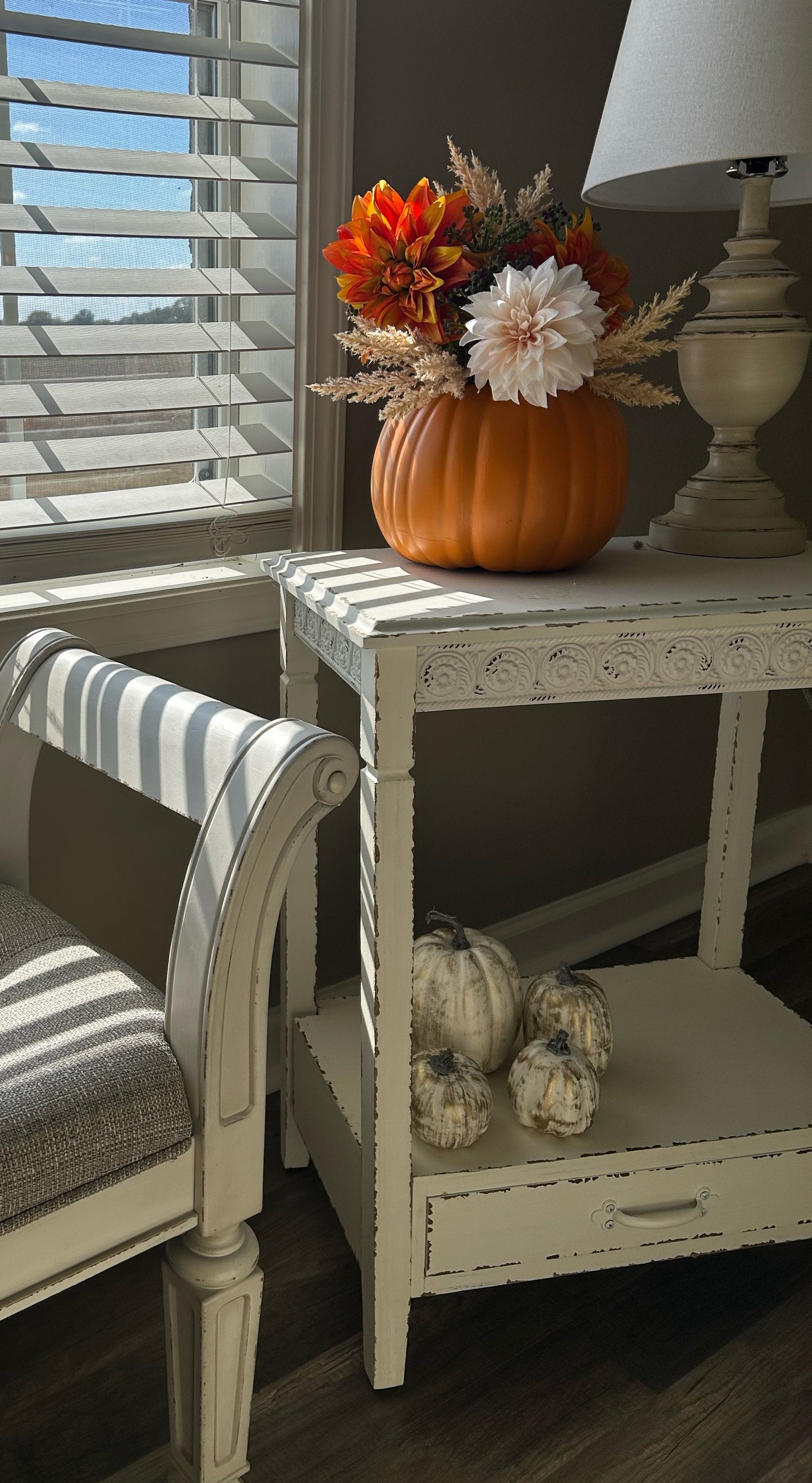 Wild Pumpkin Floral Arrangement in Ivory & Orange