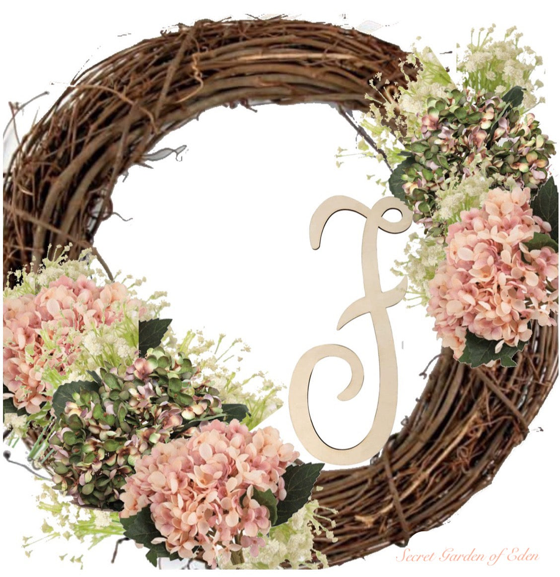 Hydrangea Wedding Wreath in Blush & Green