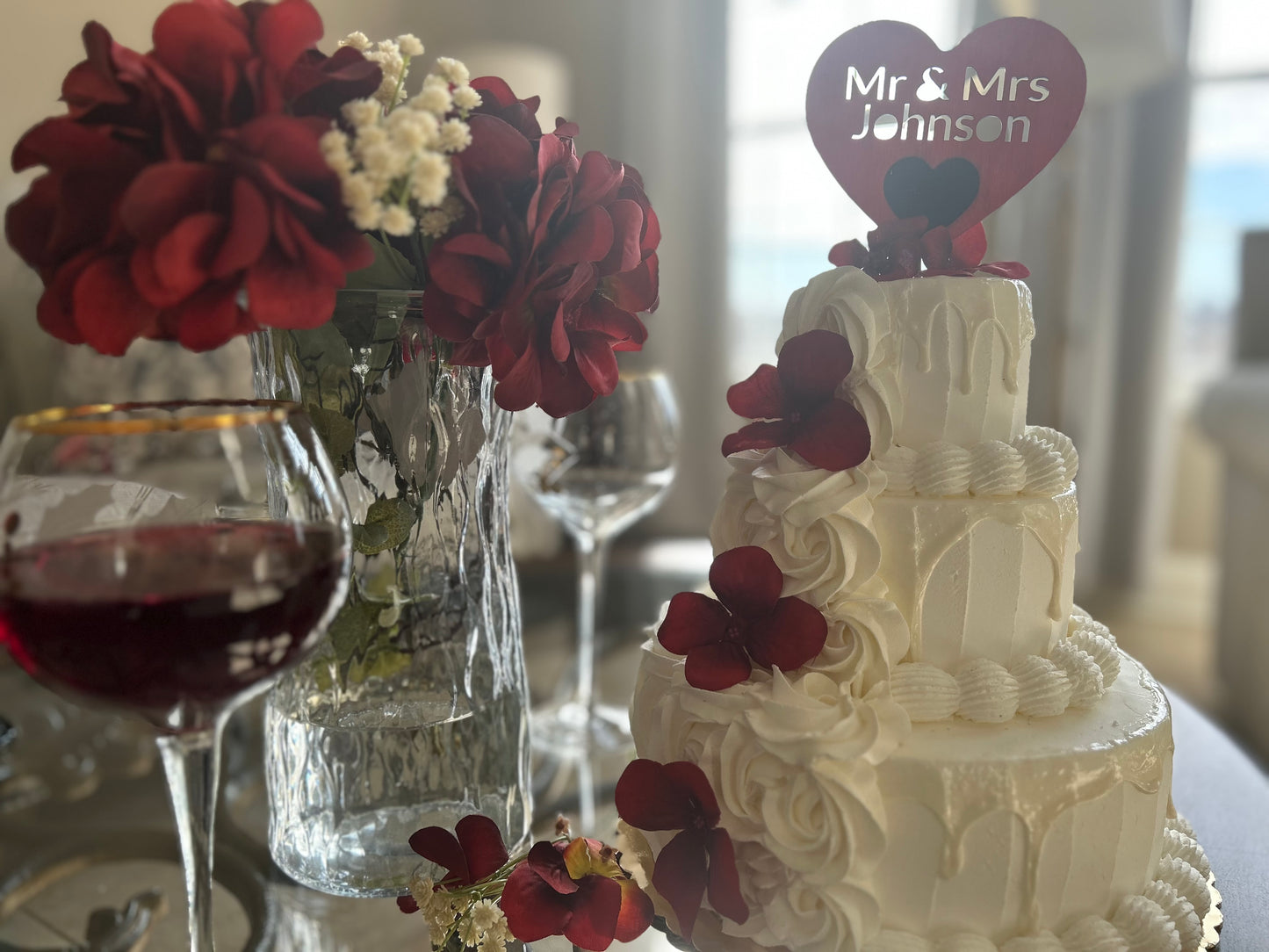 Personalized Mr & Mrs Heart Cake Topper