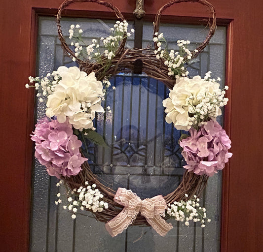 Spring Bunny Wreath in Lavender & White