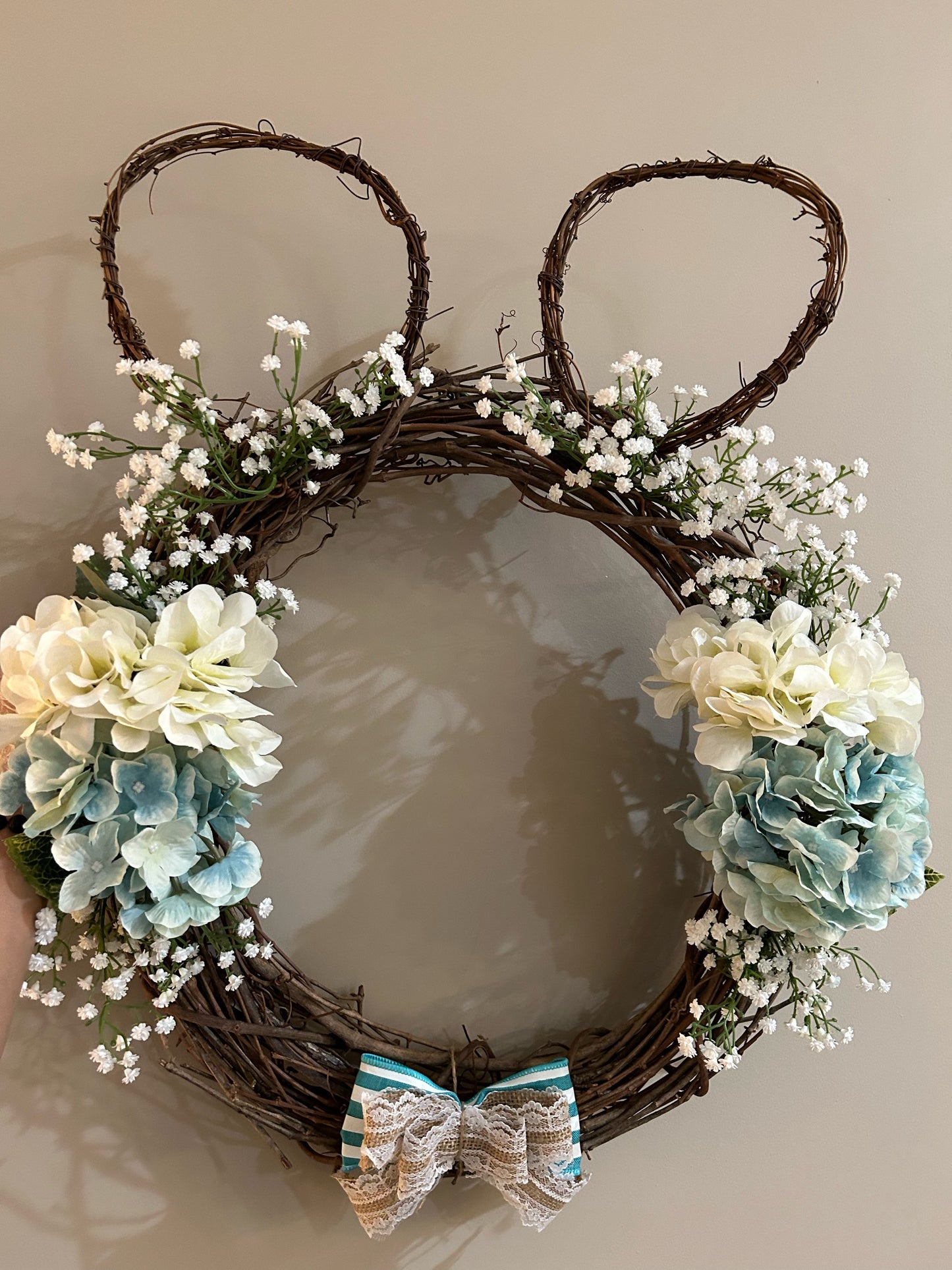 Spring Bunny Wreath in Light Blue