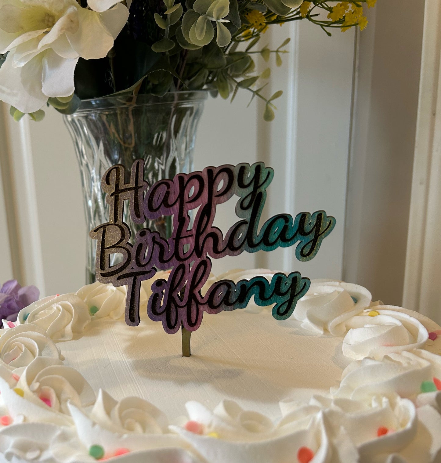 Personalized Multi-Color Happy Birthday Cake Topper