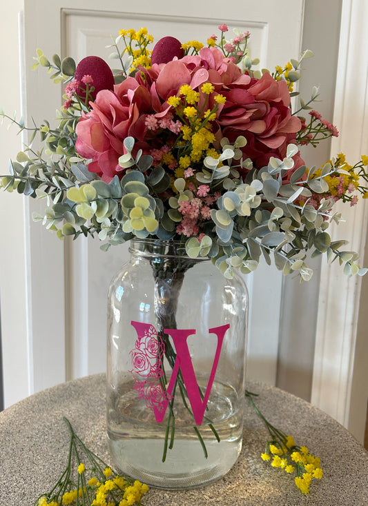 Spring Floral Arrangement in Pink & Yellow