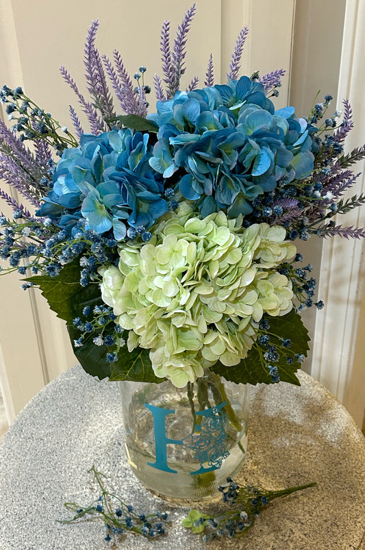 Spring Floral Arrangement in Blue & Green