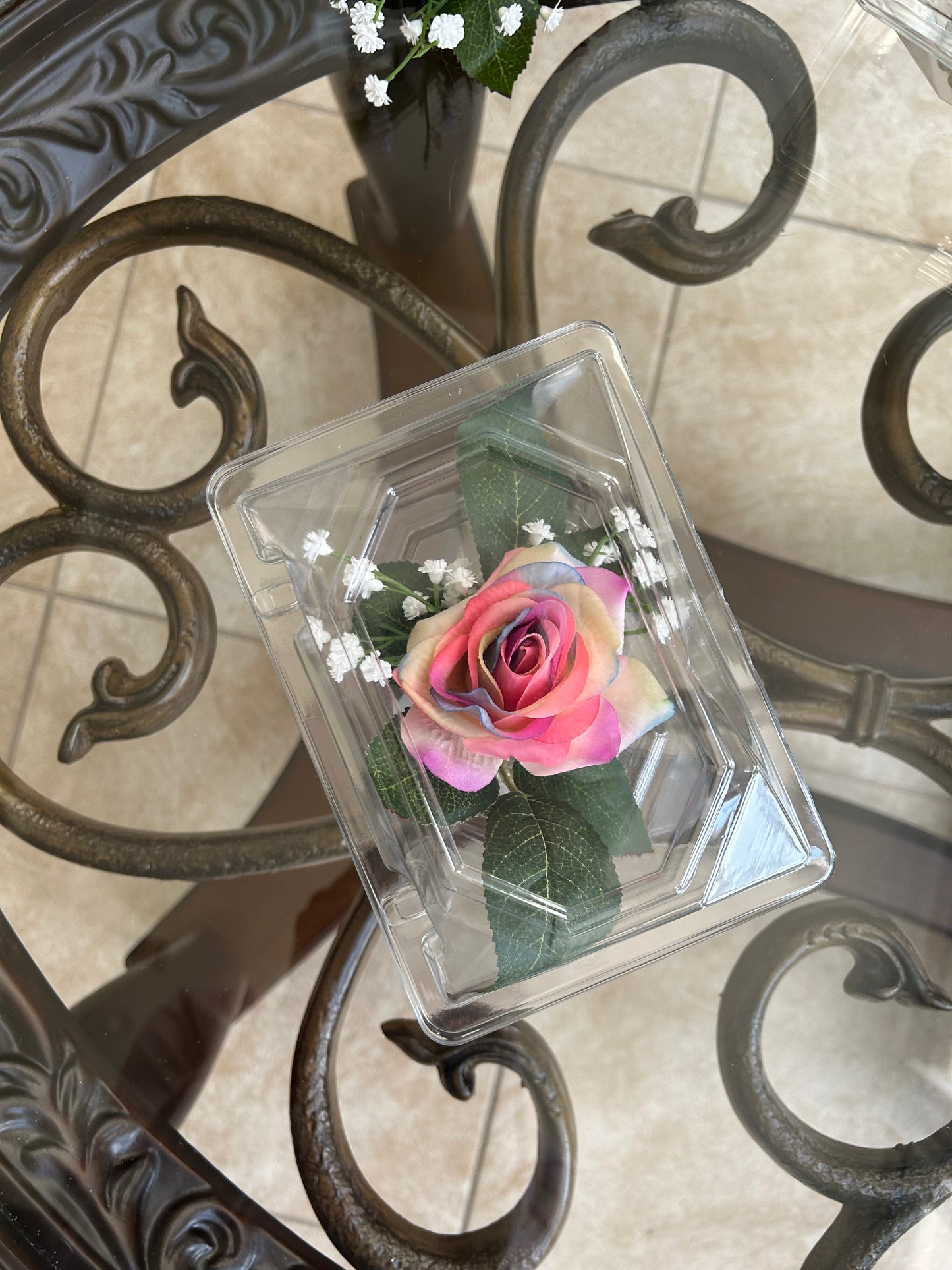 Multi-Color Rose & Baby’s Breath Pearl Wristband Corsage