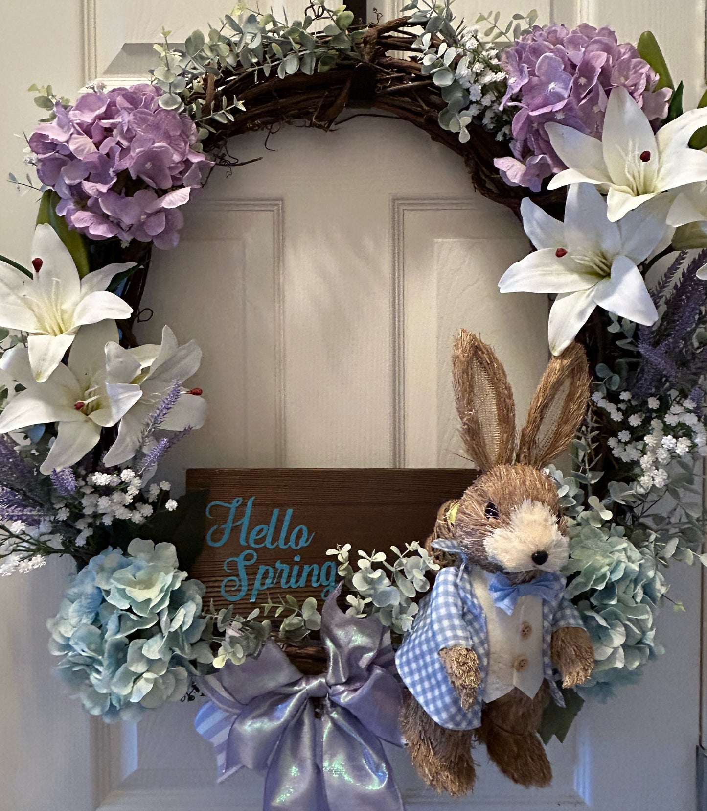 Spring Bunny Boy 24” Grapevine Wreath