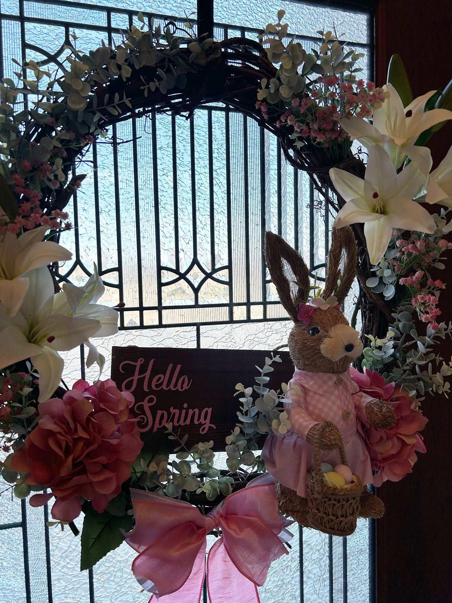 Spring Bunny Girl 24” Grapevine Wreath