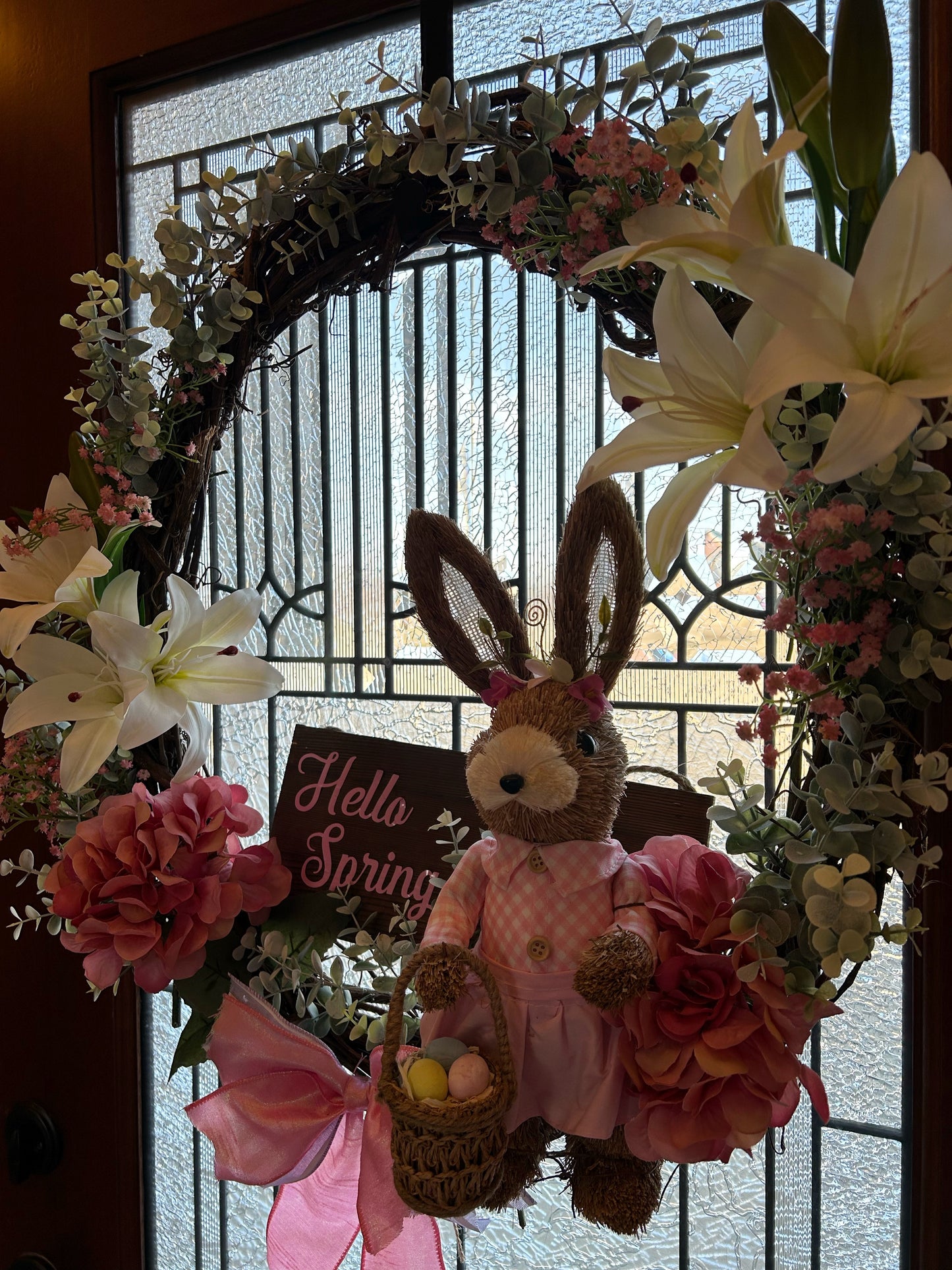 Spring Bunny Girl 24” Grapevine Wreath