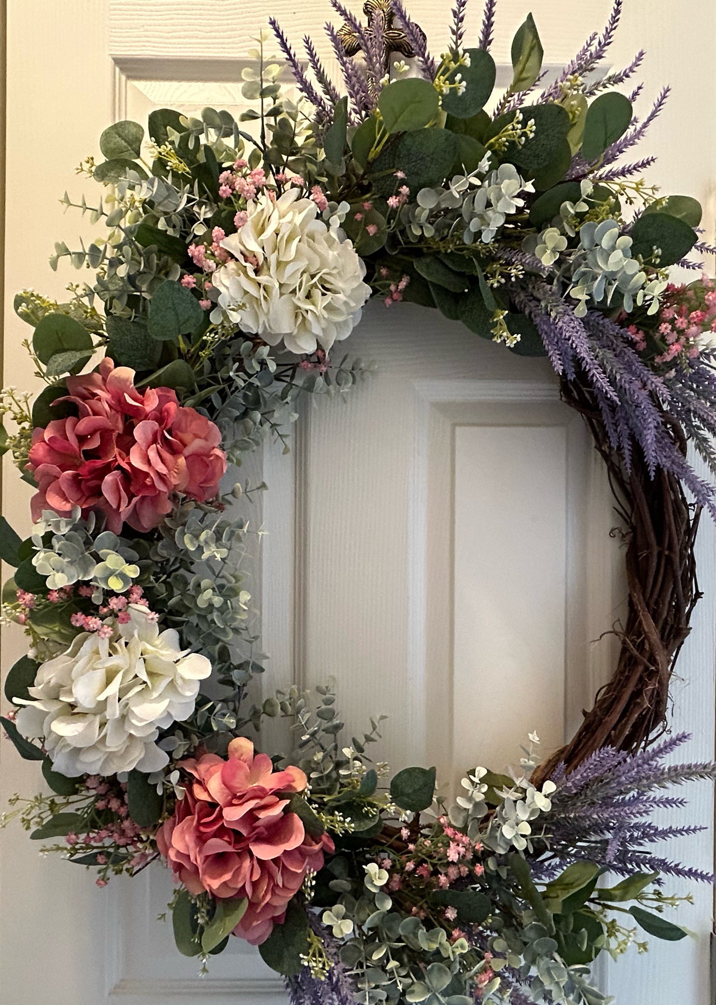 Spring Blooms Hydrangea Grapevine Wreath